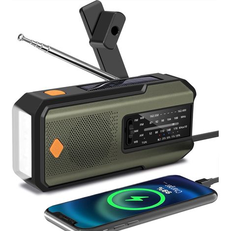 Filiyano-Radio d'urgence à manivelle avec 3 lampes torches LED, adaptée au camping en intérieur et en extérieur (branche armée) (1/5)