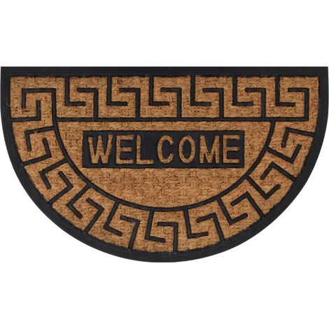 Tapis de porte demi-rond 45 x 75 cm antidérapant et durable intérieur extérieur en caoutchouc noir