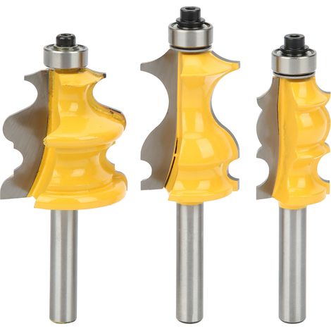 Lot de 3 fraises de défonceuse 8mm queue droite, outils de coupe anti-recul pour menuiserie (1/5)
