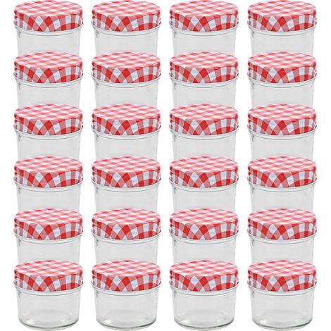 Vidaxl – Lot de 24 pots à confiture en verre 110 ml – Couvercles rouge et blanc – Large ouverture pour un remplissage facile – Conservation optimale (1/5)