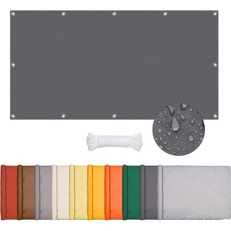 Rectangular shade sail (dark grey, 0.9 x 2 m), waterproof fabric, suitable for patio, gazebo, outdoor garden (1/5)
