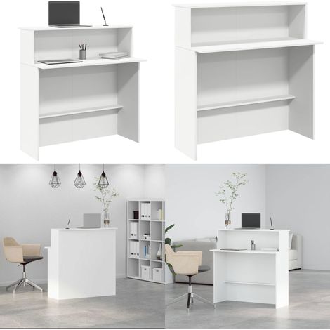 Bureau de réception Blanc 100x50x103,5 cm Bois d'ingénierie - Bois d'ingénierie - Rangement bureau (1/5)