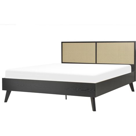 Bed Rattan MONPAZIER 160 x 200 cm (EU King Size) Black