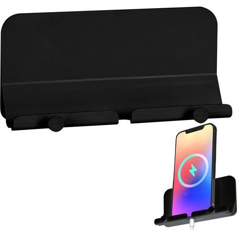 Suppot Muale pou Téléphone  Suppot Mual pou Potable - Oganisateu Adhésif Étagèe pou Smatphone Liseuse Placad Salle De Bains Cuisine Salon Maison (1/4)