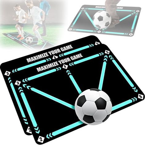 Lot de 2 tapis 60 x 90 cm - Tapis d'entrainement - Absorption des chocs - Tapis - Contrôle du ballon - Tapis d'exercice
