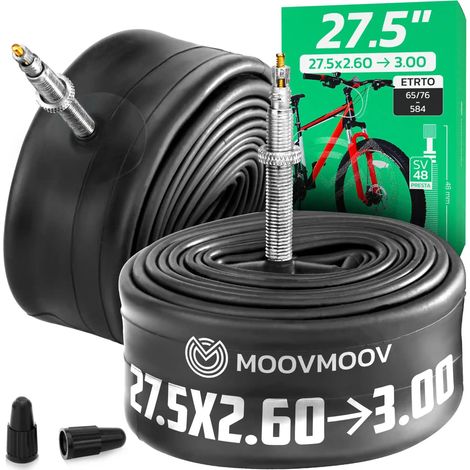 Chambre à air 27,5 pouces - Pour pneus de 27.5x2.60 à 27.5x3.0 - ETRTO 65-584 à 76-584 - Valve Presta 48 mm - Lot de 2