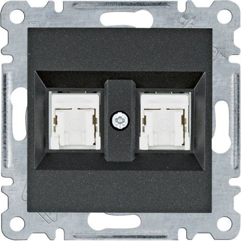 Prise pour ordinateur Hager Lumina noire x2