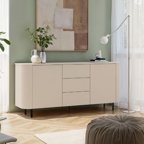 Buffet moderne arrondi beige 2 portes-3 tiroirs 180cm OLGA (1/5)