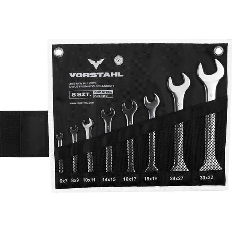 Jeu de clés plates sur tapis plat, 8 pièces, 6-32 mm, Vorstahl (1/4)