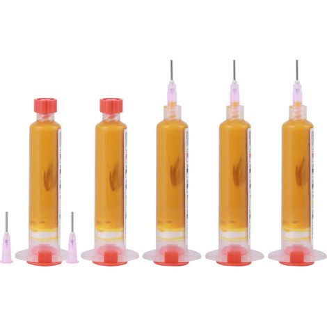 Lot de 5 tubes de vernis de protection UV (10 cc) pour circuits imprimés (PCB), couleur jaune. (1/5)