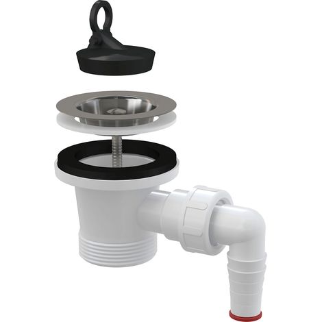 Vanne de vidange Alcadrain pour évier 6/4" avec grille en acier inoxydable, raccordement appareil DN70 (1/2)