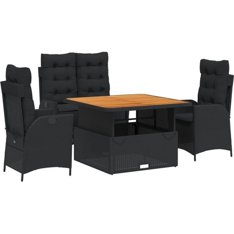 Maison Exclusive - Juego comedor jardín 4 piezas con cojines ratá