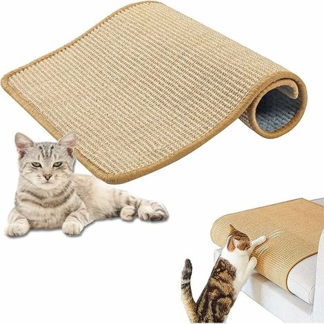 Grattoir de chat, coussin de griffe de chat sisal, coussin antidérapant de griffe de chat, coussin de chat naturel sisal, mur, plancher, mobilier anti - égratignure de chat et de chien (jaune clair, 5