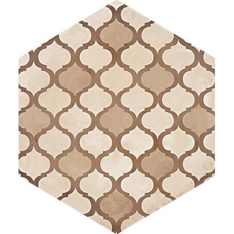 Carrelage sol / mur hexagonal effet ciment 25 x 21.6 cm TERRA COLONIALE HEXAGONAL BEIGE (vendu par boite de 1,17m2) (1/4)