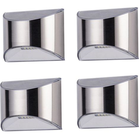 4 pièces lampes solaires extérieur alimenté jardin en acier inoxydable applique murale lampe de sécurité Super lumineux LED étanche, lumière chaude (1/5)