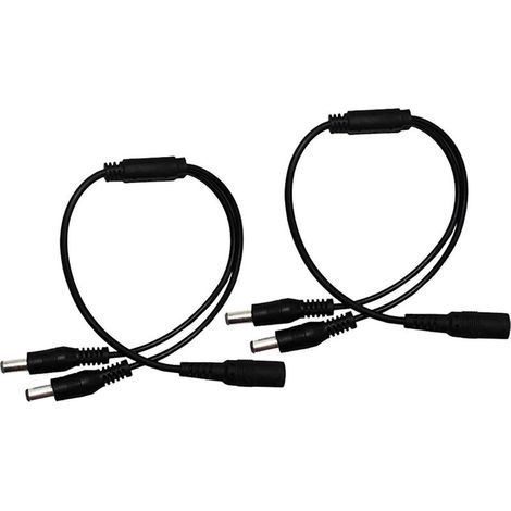 2-Pack 1 Male to 2 Female Way DC Power Splitter Cable Barrel Plug 5.5 x 2.1mm for CCTV Cameras LED Light Strip and more (1/5)