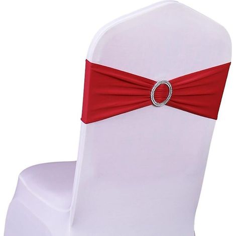 Rote, elastische Stuhlschleifen mit Schnalle für Hochzeiten, aus Lycra, Stuhlschleifen – 30 Stück (1/5)