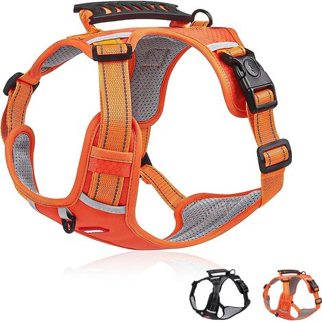 Dog Harness, Adjustable No Pull Dog Harness Vest Harness, Reflective Soft Pet Vest Harness(orange L) (1/5)