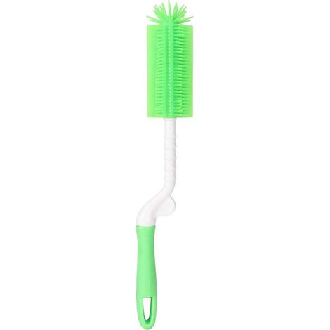 Brosse à bouteilles en silicone, manche long rotatif 360°, nettoyage facile fond de verre, matériau alimentaire durable, avec trou de suspension (1/5)