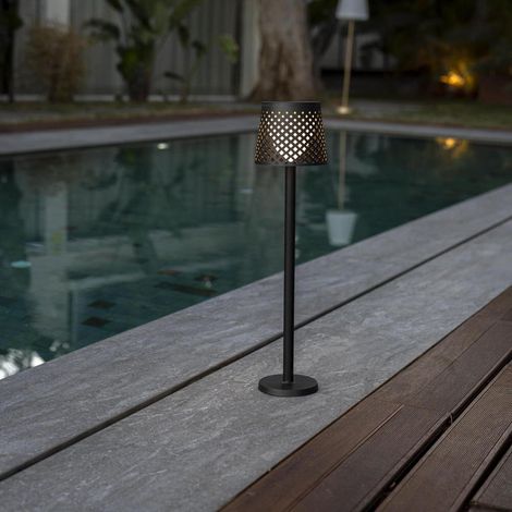 New-Garden Greta tragbare Lampe Schwarz Design mit Durchbrüchen (1/5)