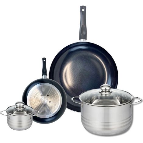 Ensemble de 2 Poêles de cuisson 20 et 32 cm et 2 faitouts 12 et 24 cm Elo Prima Brillant (1/5)