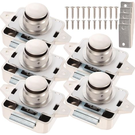 Loquets Argentés en ABS et Alliage de Zinc, Lot de 5 Serrures sans Clé pour Portes de Placard de Camping-car, Adaptés pour Mobilier Élégant (1/5)