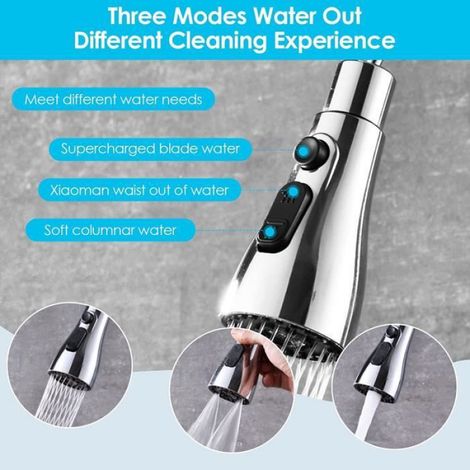 Douchette Robinet De Cuisine - Pivotement 360° - 3 Modes De Jet - Compatible M22 F24 G1 G2 - Acier Inoxydable (1/4)