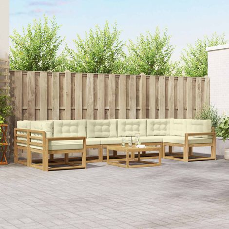 vidaXL Outdoor-Sofagarnitur mit Kissen 6 pcs Weiß und Creme (1/5)