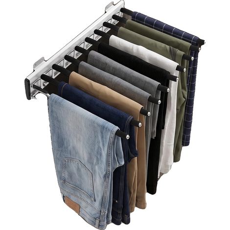 Perchero para pantalones, Dimensiones 46 cm x 32,5 cm, 9 barras, Montaje en pared, Capacidad de carga 14-16 kg, Materiales duraderos (1/5)