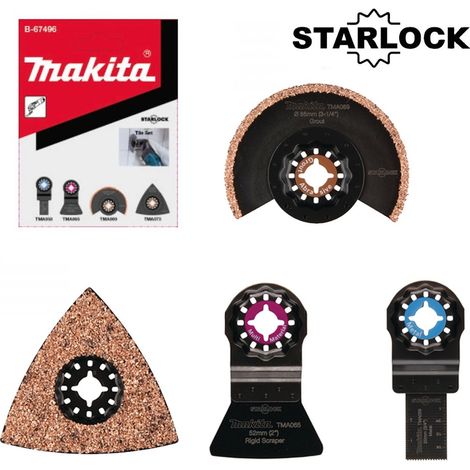 Makita Starlock Multi Tool 4 Piece Tile Set Plunge Segment Blade DTM52 DTM51 (1/3)