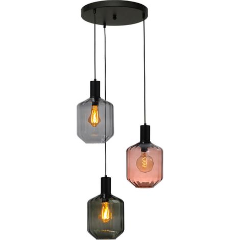 Suspension loft 3 lumières - noire - Porto avec des lunettes Jagger - 2712-05-05-35-3-901 (1/3)