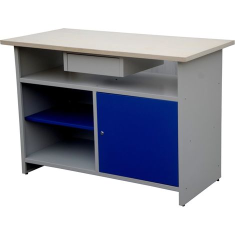 banco da lavoro con ripiani e anta, 120x60x84 cm (1/4)