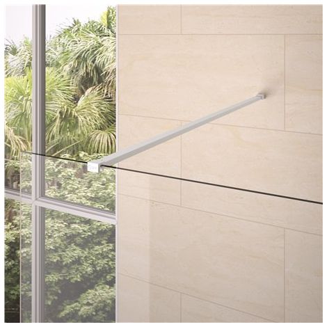 KINEDO - Barre de fixation pour paroi de douche - Aluminium 120 cm de longueur max - finition blanc - convient au verre de 6 mm d'épaisseur - fabriquée en France