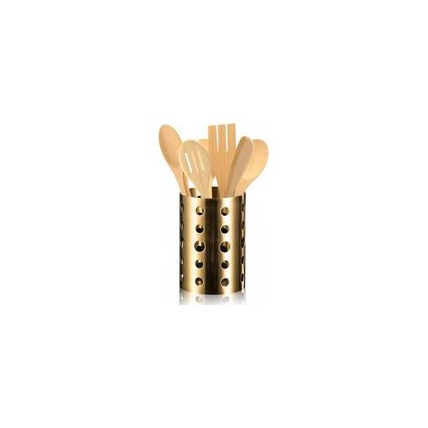 Porte-ustensiles,Porte-ustensiles en Acier Inoxydable pour la Cuisine,Grand Caddie à Ustensiles De Cuisine,Porte-ustensiles en Métal Doré (1/5)