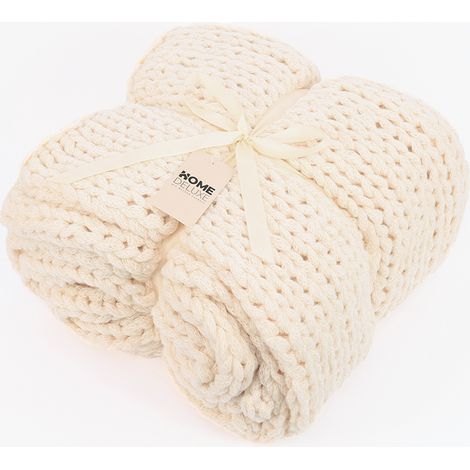 HOME DELUXE Webdecke LIAN Beige - 140 x 200 cm Webdecke Beige, Kuscheldecke Beige, Sofadecke Beige Webdecke Beige, Kuscheldecke Beige, Sofadecke Beige