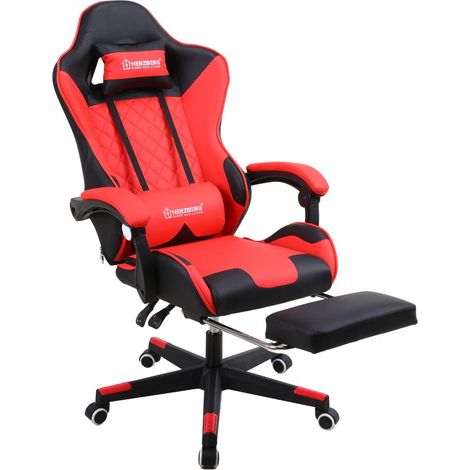 Silla Gaming y de Oficina Herzberg con Reposapiés Retráctil Rojo (1/4)