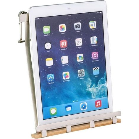 WENKO Supporto per tablet Premium, Metallo nichelato, 19 x 23 x 7.5 cm, Argento opaco (1/5)