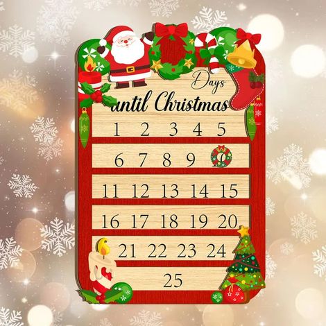Calendario dell'Avvento in legno - 25 giorni - Decorazione natalizia - Calendario di Natale - Conto alla rovescia - Decorazione per la casa e l'ufficio (1/4)