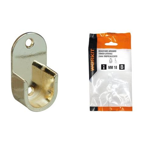REGGITUBO ARMADIO TONDO LATERALE SELF WORKIT - ZAMA OTTONE LUCIDO TUBO MM 18 CF=PZ 2- 3 confezioni