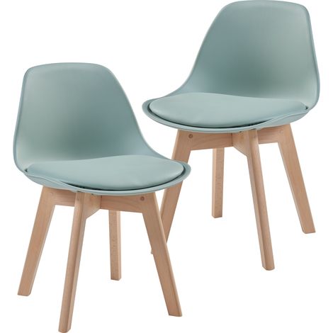 Set di 2 sedie per bambini imbottite in ecopelle PU plastica faggio verde menta 030010576