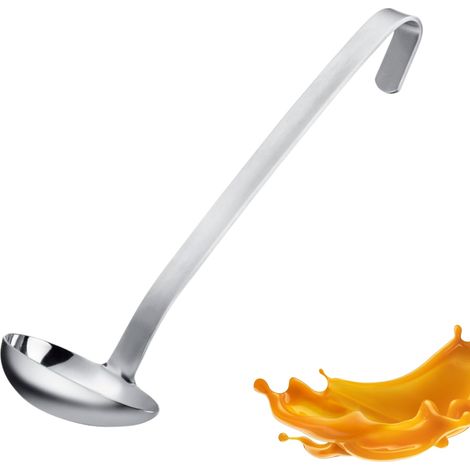 Westmark Sauce Spoon Pro – Pratico mestolo per salsa in acciaio inossidabile – Mestolo per zuppa con versatore e gancio per appendere – Cucchiaio da portata – Argento, 27 cm (1/5)