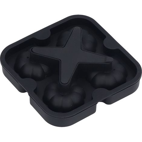 Moule à glaçons en forme de citrouille 3D, en silicone alimentaire, 4 alvéoles, démoulage facile, pour whisky, café, thé et cocktails, noir. (1/5)