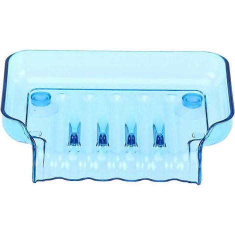Porte-savon cascade pour salle de bain, porte-éponge transparent, plateau de rangement avec deux ventouses (1/2)
