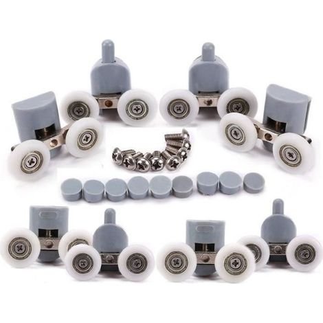 Porte De Douche Rouleaux Roues Roulettes Pour Porte De Douche Roulette Roue Porte Douche 4x haut et 4x bas Salle de Bain 25mm 8 p (1/4)