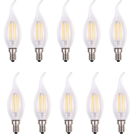 Ampoule Led Flamme - 4 W - Équivalent 42 W - Culot E14 - Blanc Chaud - Lot de 10 (1/5)