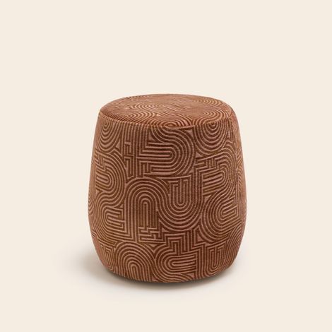 Pouf en Motif graphique en chenille  LEAH (1/4)