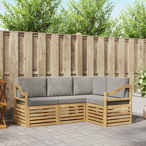 vidaXL Sofagarnituren 4 pcs Weiß und Hellgrau 185,5 x 126,5 x 73 cm (1/5)