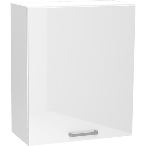 Meuble haut de cuisine avec 1 porte coloris blanc - longueur 60 x profondeur 28 x hauteur 72 cm (1/5)