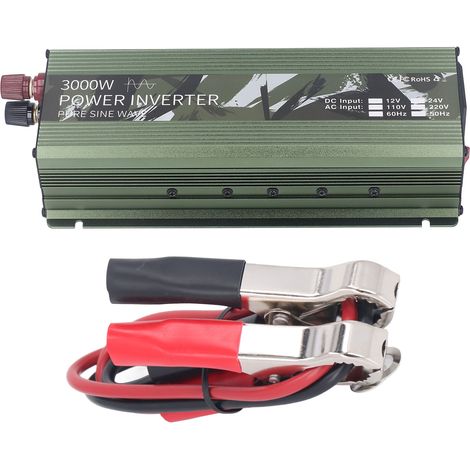 Onduleur solaire 3000W, 12V DC à 220V AC, onde sinusoïdale Pure, pour extérieur, avec ventilateur de refroidissement