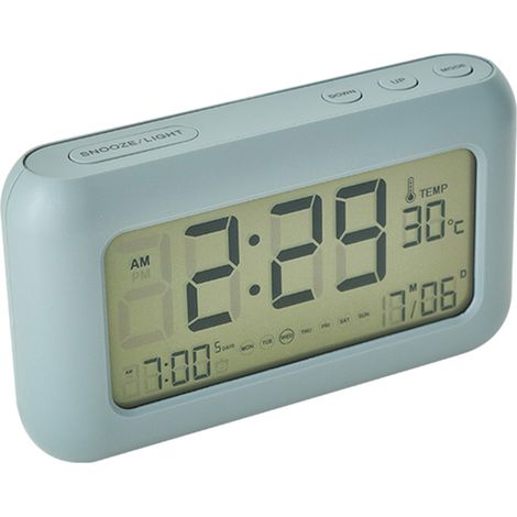 Reloj despertador electrónico recargable, gran pantalla LCD para mesita de noche, pantalla de 170° (1/5)